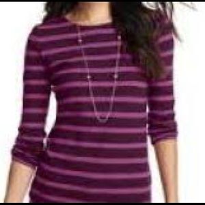 LOFT✨Striped Zip Back Tee